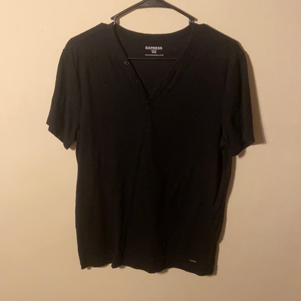 Black Express Henley Deep V